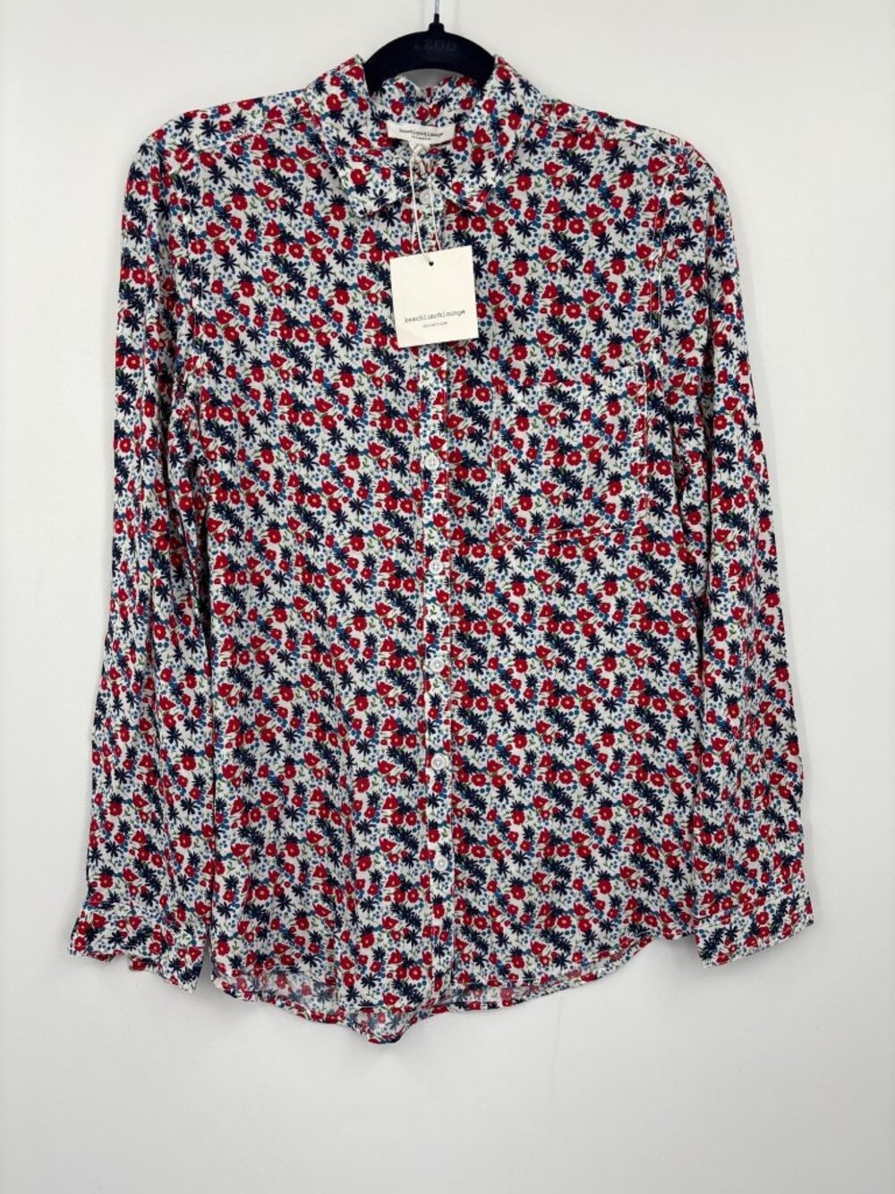 Beach Lunch Lounge Collection Button Down Up Long Sleeve Floral Shirt Medium NEW